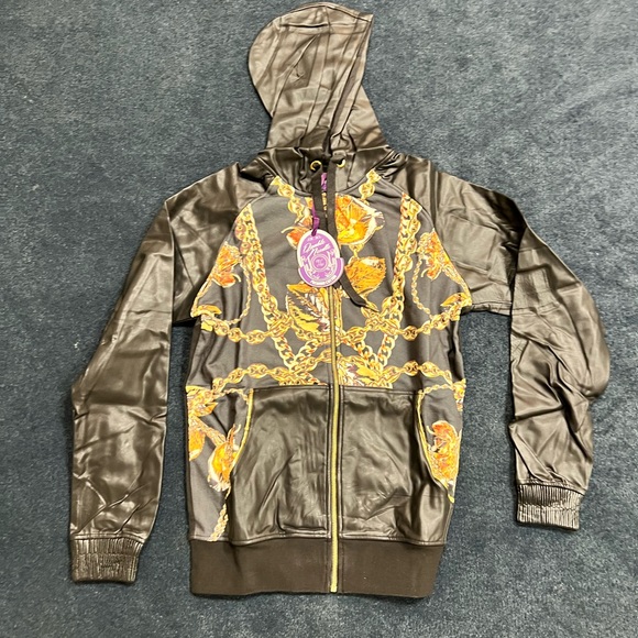 45 hoodies with varying prints in varying sizes